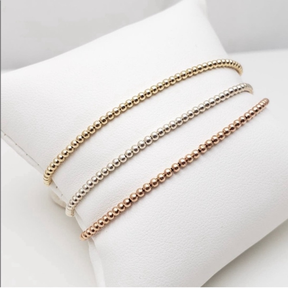 **SOLD** 2mm & 3mm Gold Filled Beaded Bracelet Set